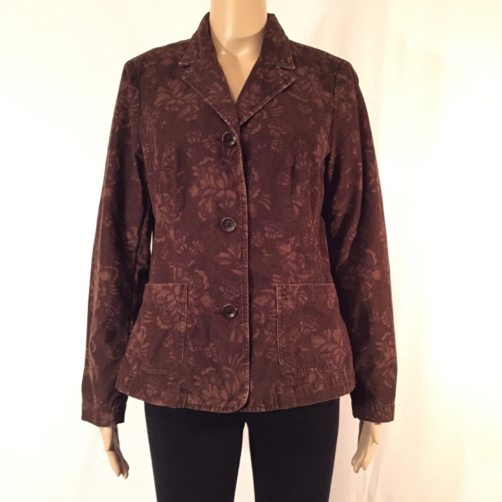 Eddie Bauer Floral Print Corduroy Blazer